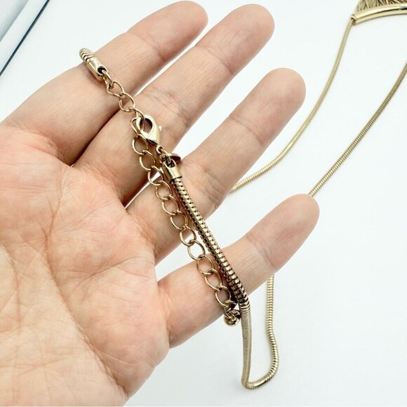 Natasha Bib Fringe Collar Multi-Chain Gold Tone Chunky Necklace - Picture 5 of 6